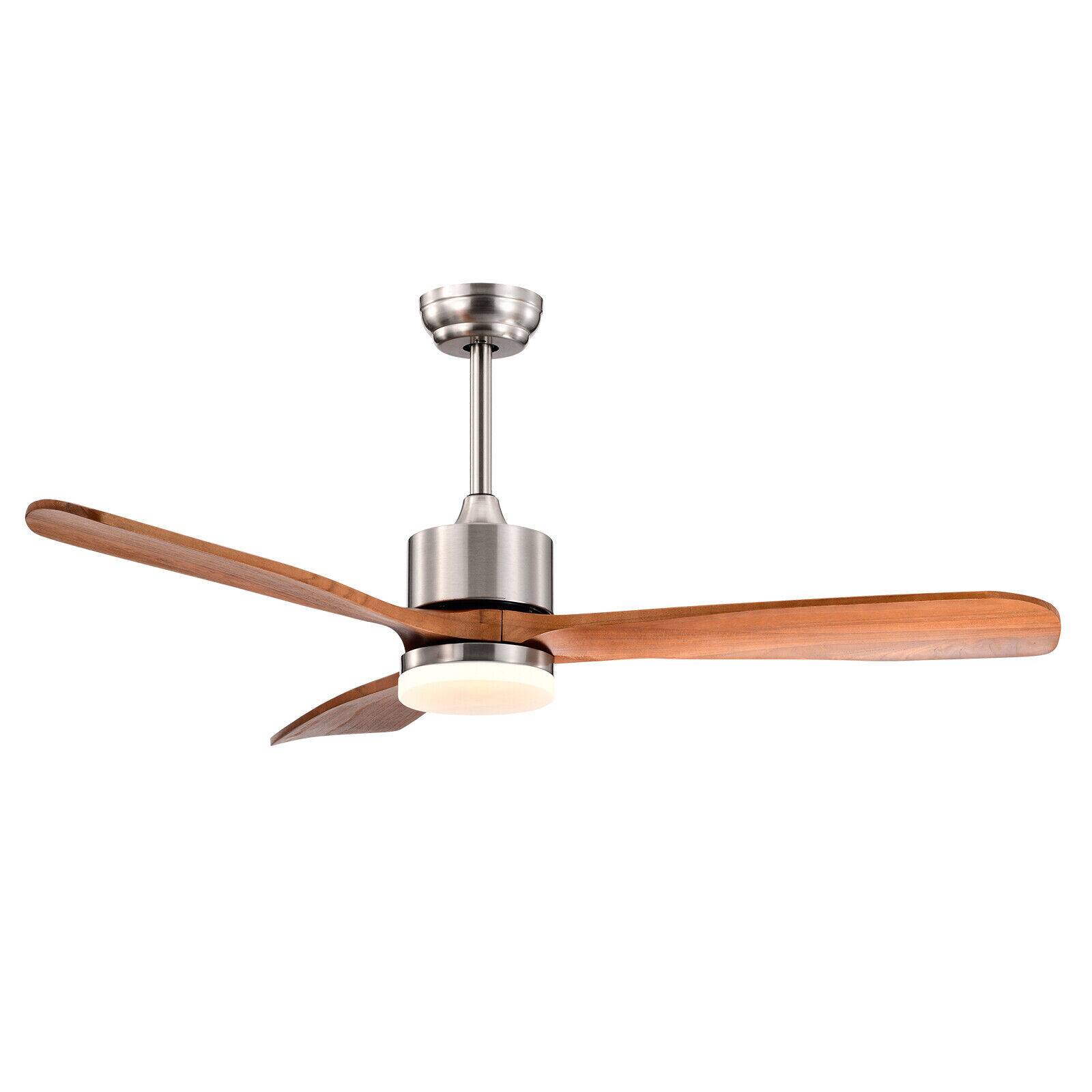 Front. SKONYON - 52 Inch Ceiling Fan with LED Light Remote Control Multiple Speeds and Dual Downrods - Brown.