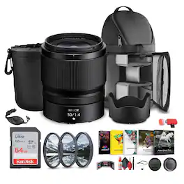 Nikon - NIKKOR Z 50mm f/1.4 Mirrorless Camera Lens (Nikon Z) + Sling Backpack + More