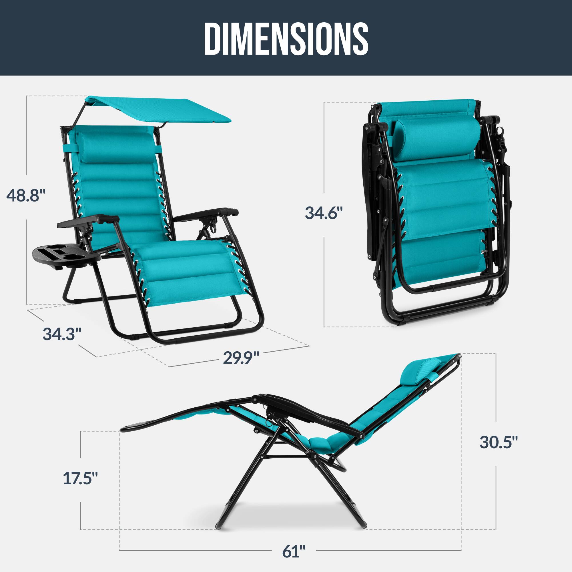 DIMENSIONS

48.8" 34.6" 34.3" 29.9" 30.5" 17.5" 61"