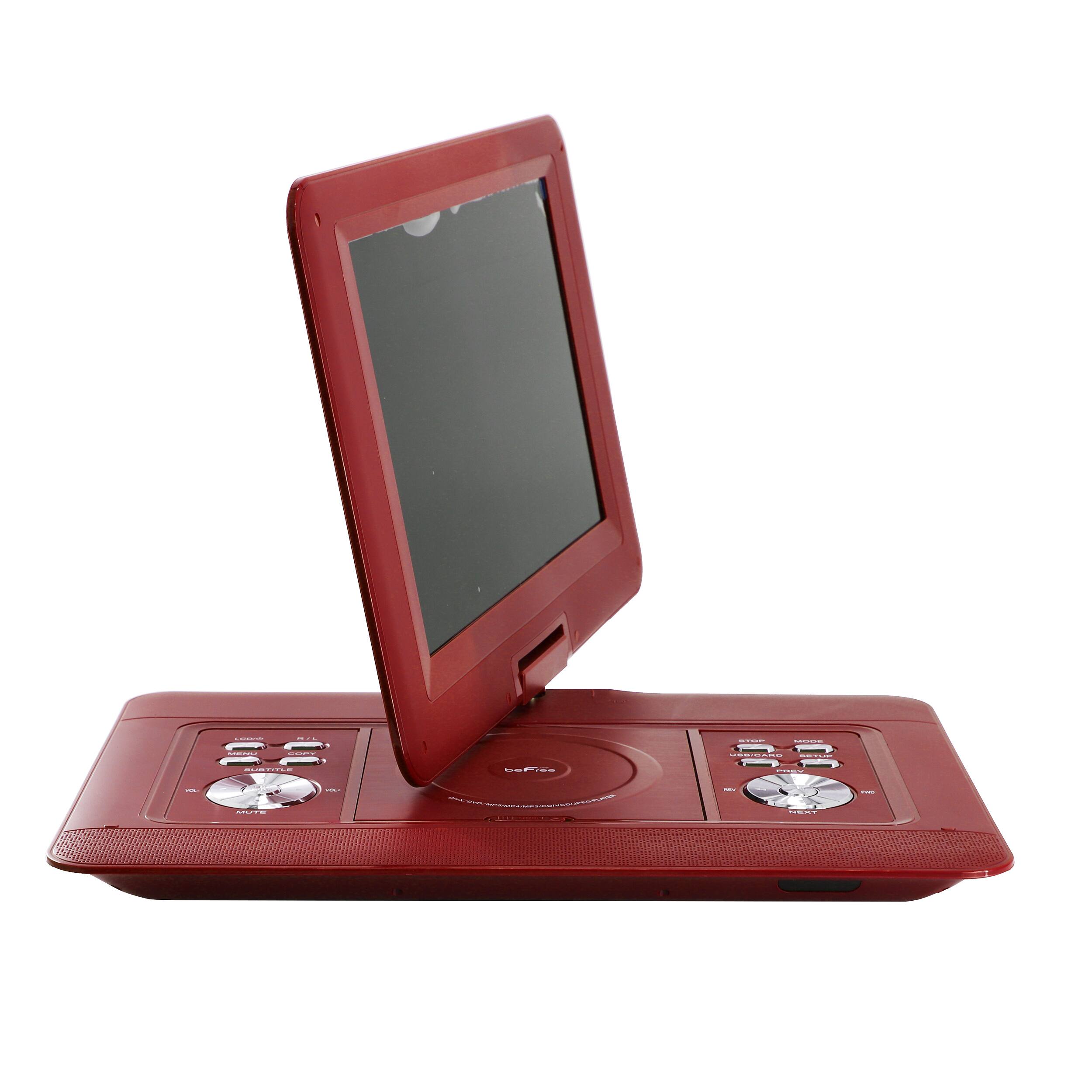 Alt View 3. beFree Sound - beFree Sound 14.1 Inch Portable DVD Player with Swivel TFT-LCD Screen and USB,SD,AV Inputs- Red.