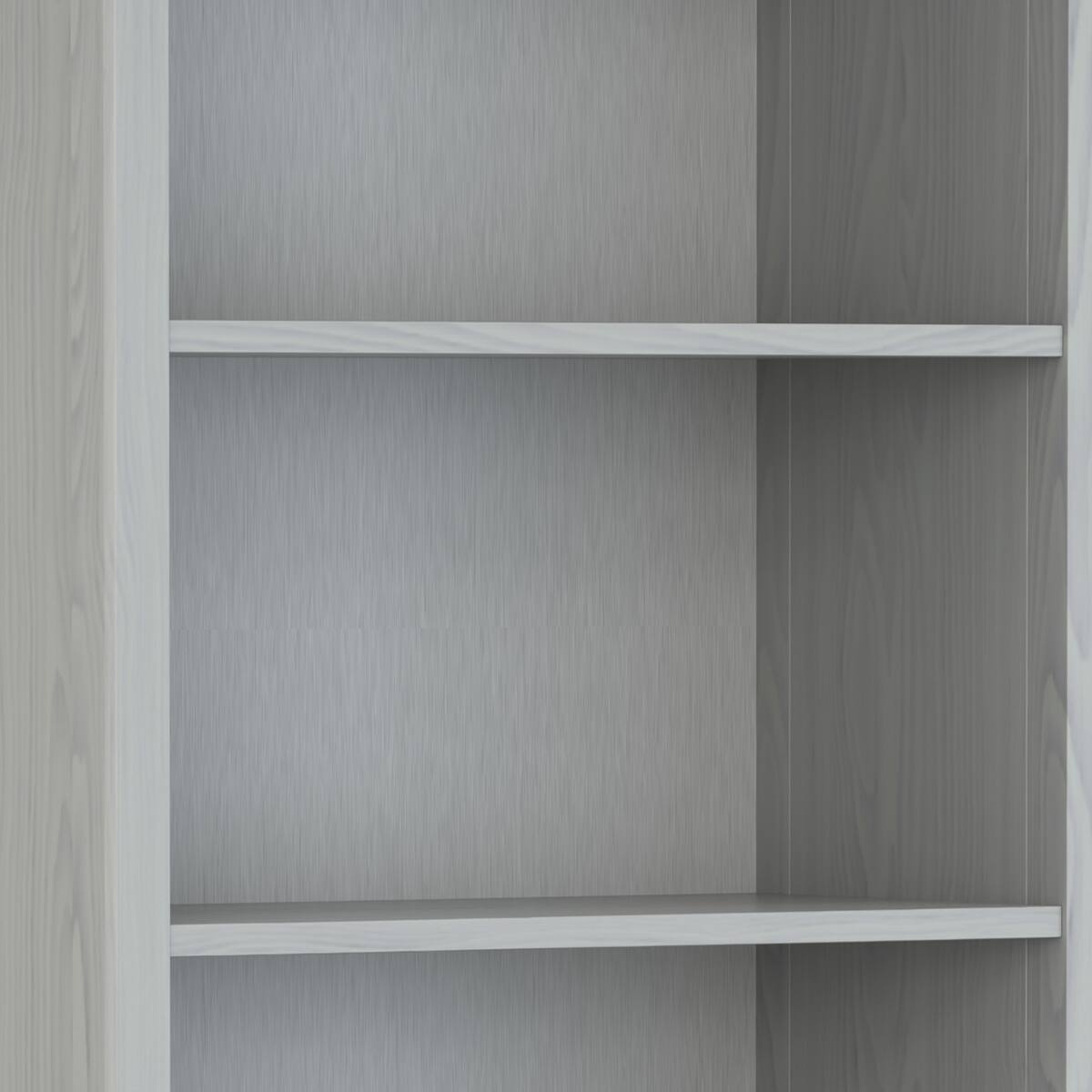 Alt View 4. Simpli Home - Amherst 30 inch Wide Solid Wood Transitional 5 Shelf Bookcase in Fog Grey - Fog Grey.