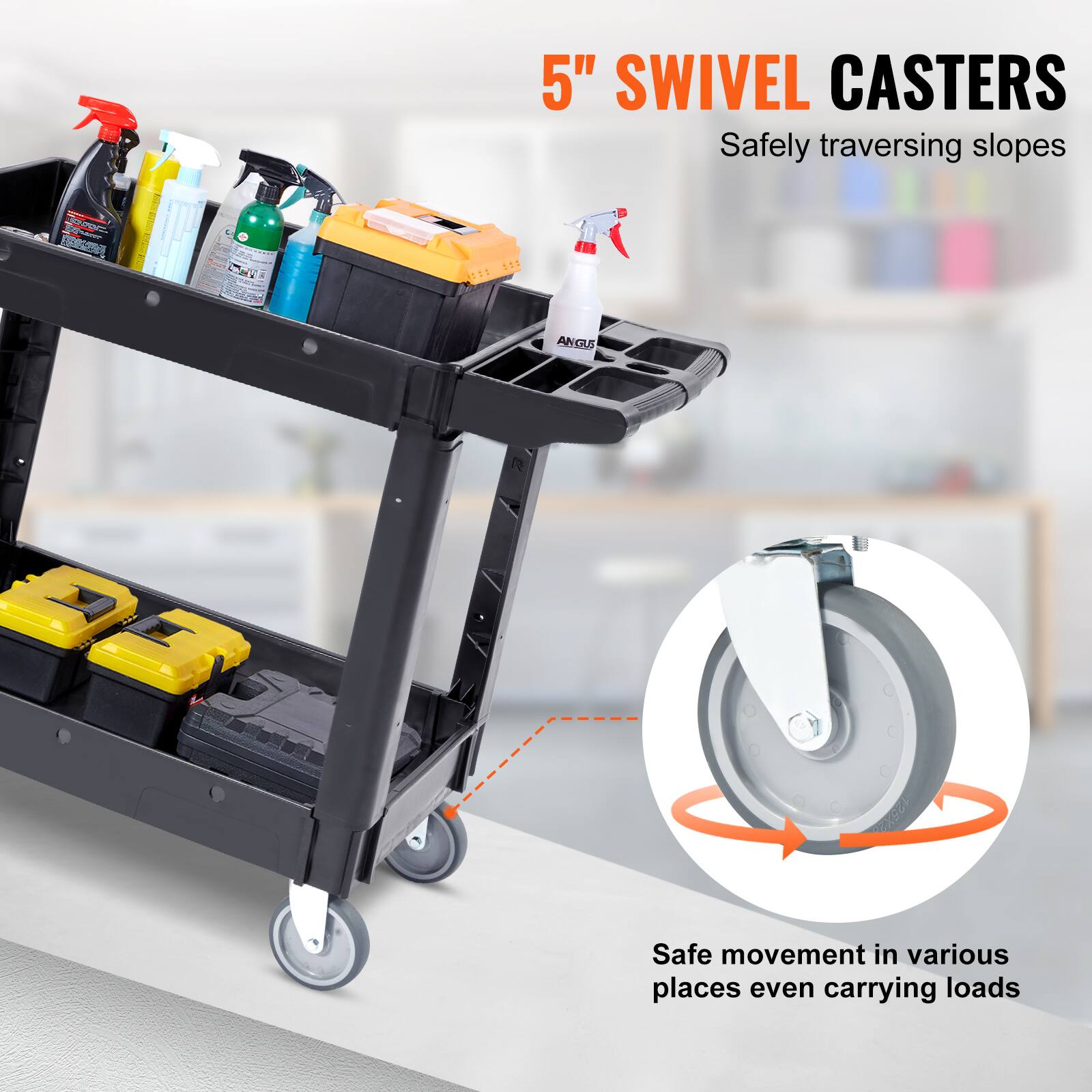 5" SWIVEL CASTERS Safely traversing slopes, Safe movement in various places even carrying loads