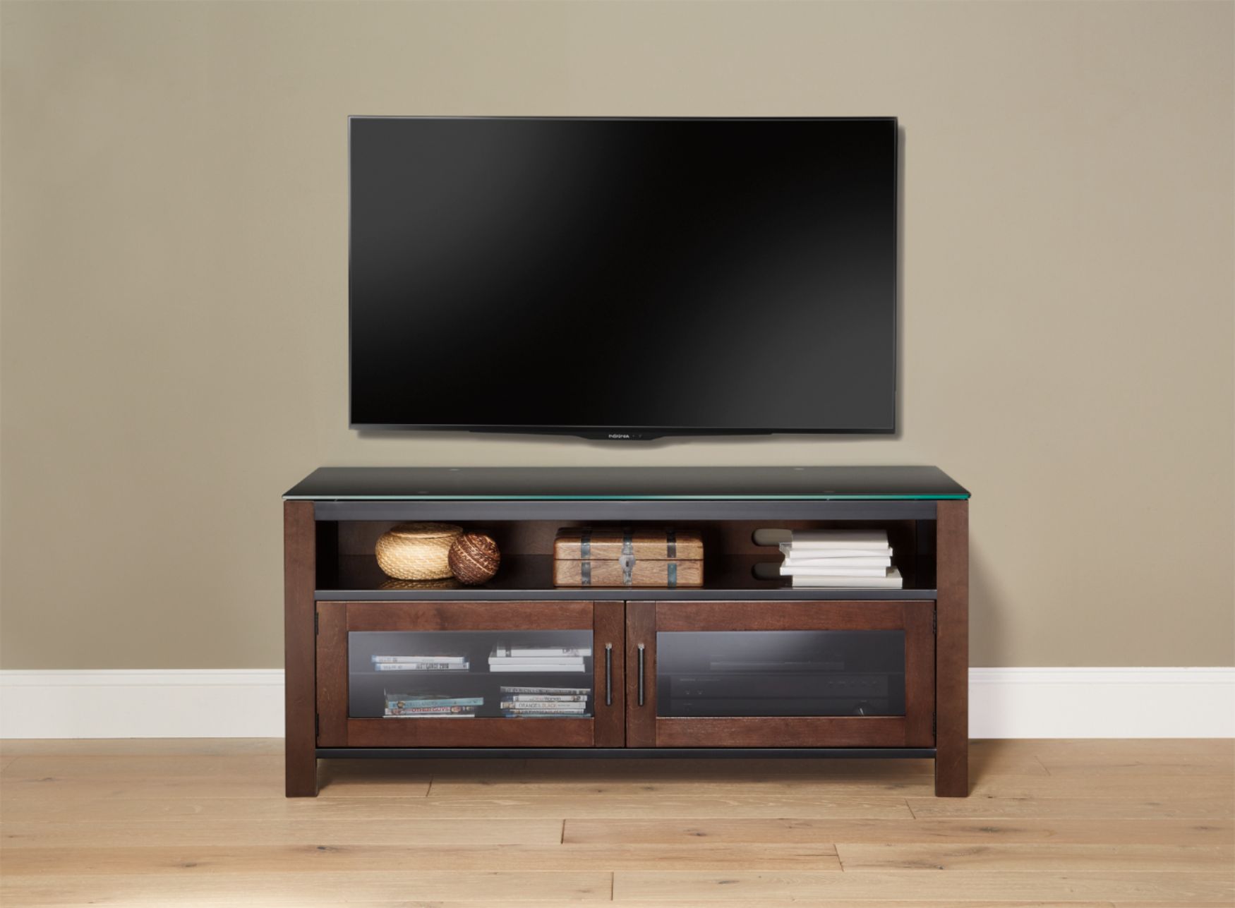 Best Buy: Insignia™ TV Stand for Most Flat-Panel TVs Up to 55 Dark Brown  NS-HWMC1848