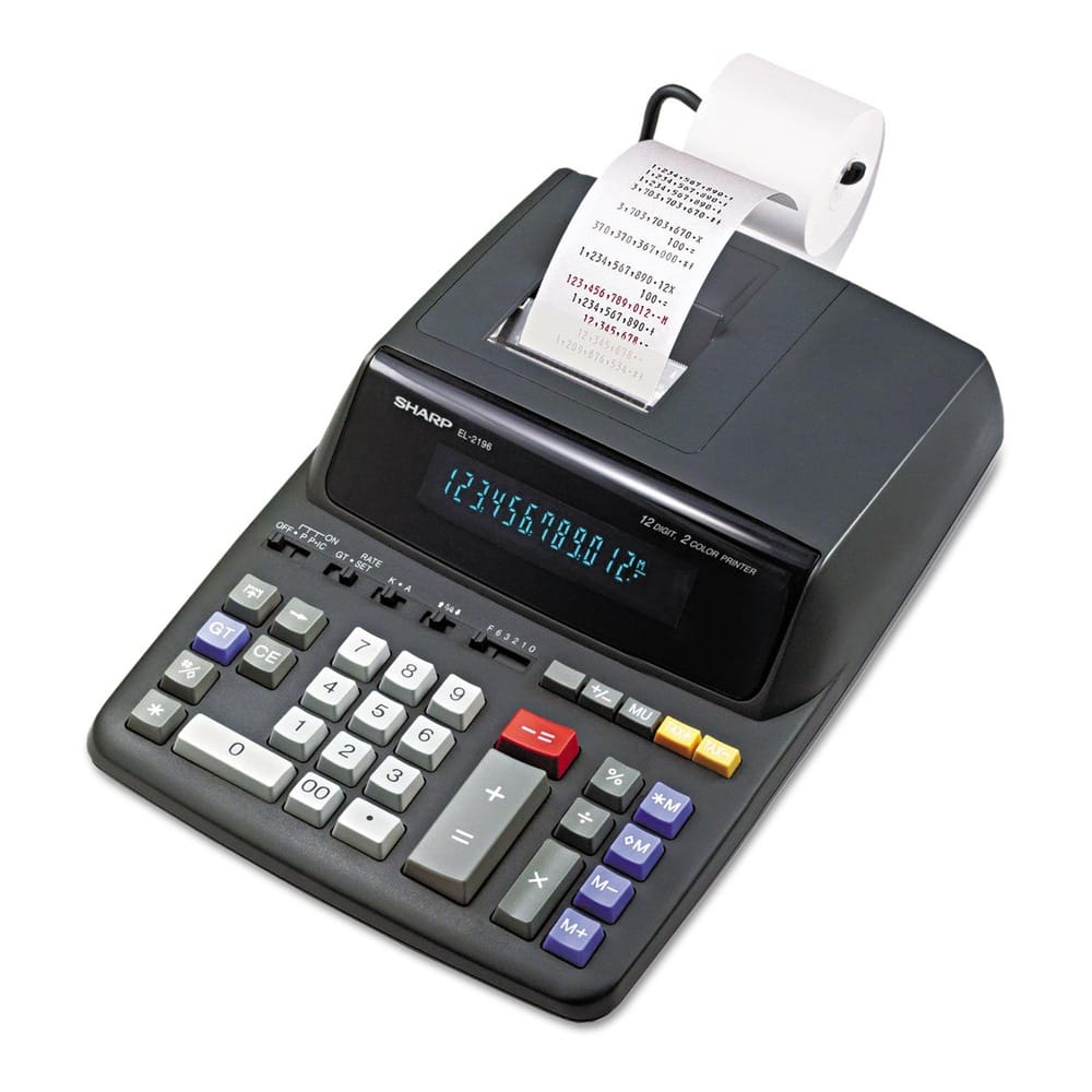 Sharp - EL2196BL Print 3.7 Lines/Sec Two-Color Printing Calculator - Black/Red