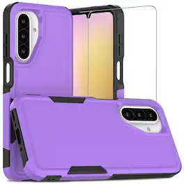 Equipd - Case for Galaxy A17 / A26 5G 6.7 Inch Heavy Duty Rugged Shockproof Protection Cover with Tempered Glass Screen Protector - Purple