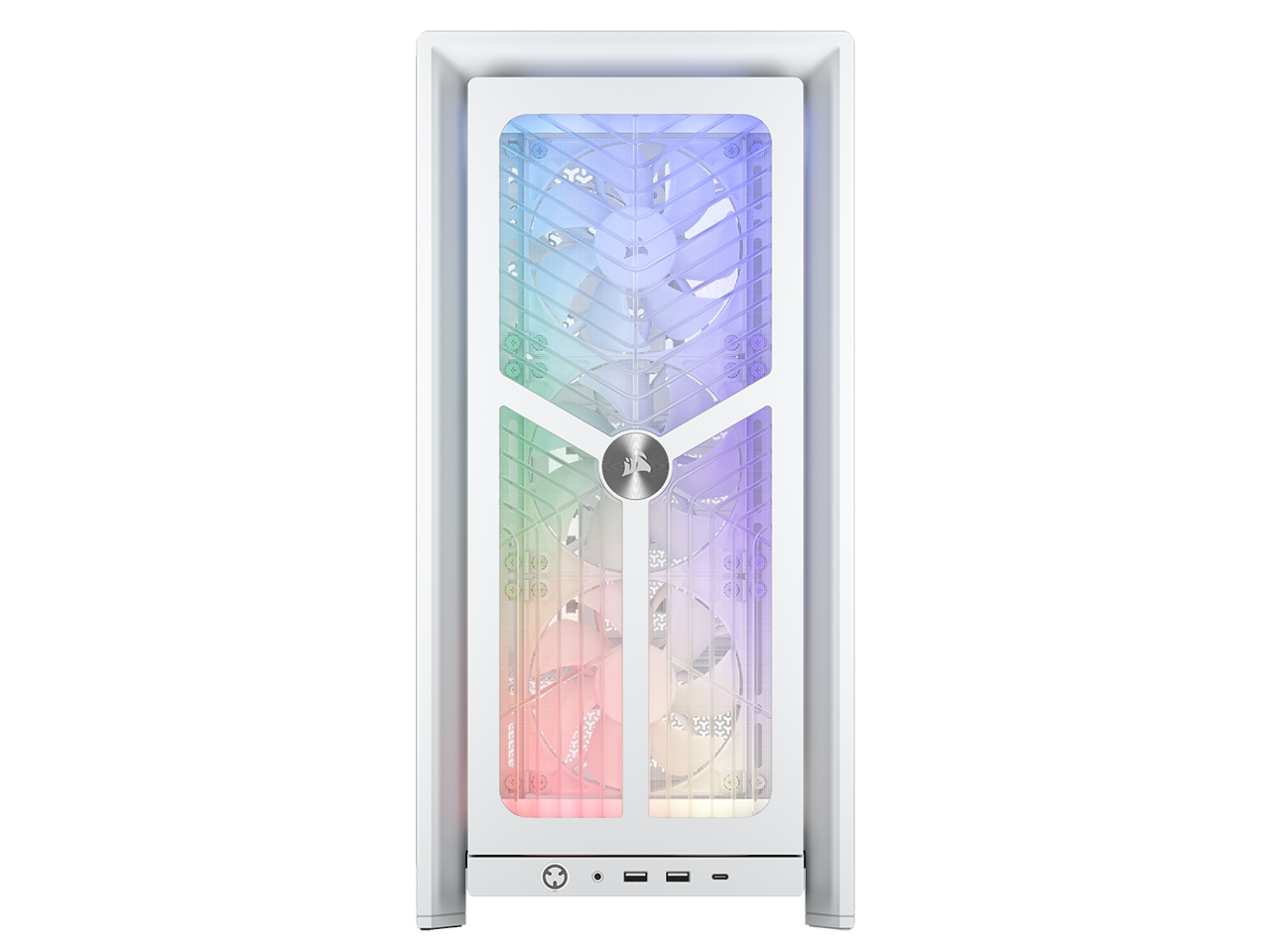 Alt View 2. CORSAIR - CORSAIR 4000X RS Mid-Tower Case, White - RGB Panel, 4x RS120 Fans, Dual 360mm Radiator Support - White.
