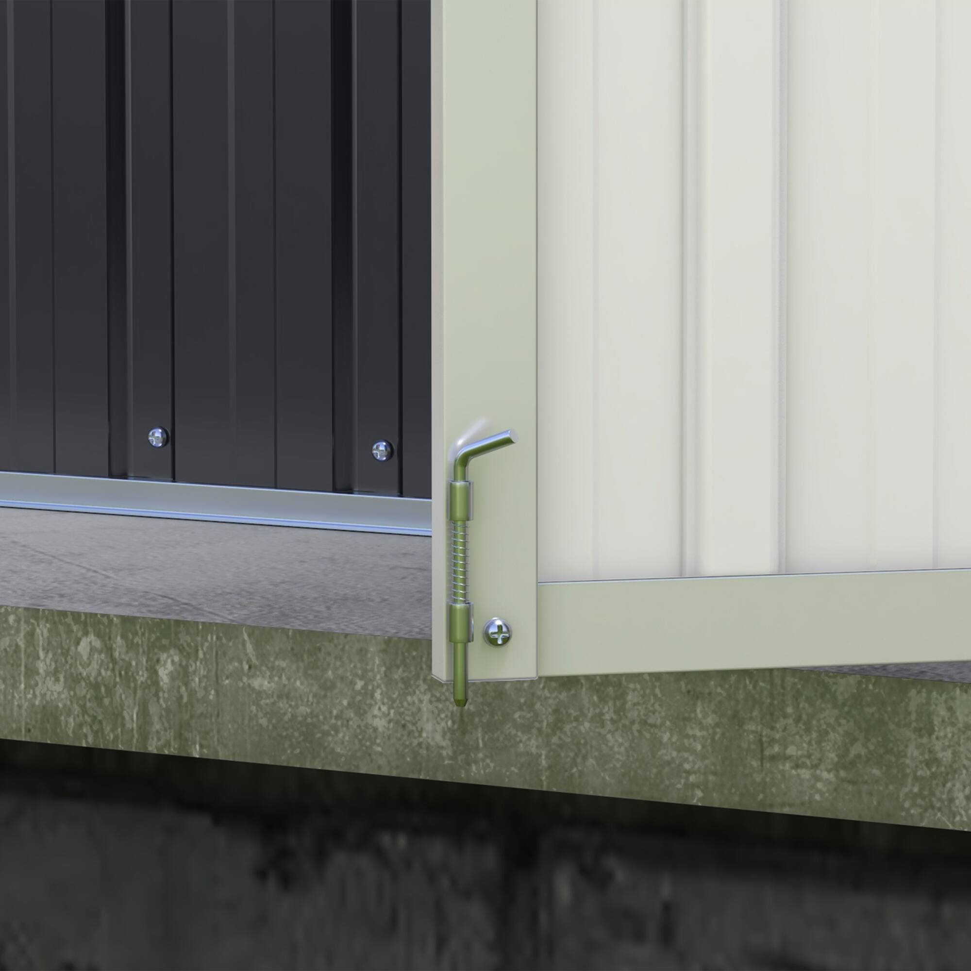 Alt View 8. Outsunny - 11.2' x 5.6' Outdoor Storage Shed, Galvanized Metal Utility Garden Tool House, Lockable Door for Backyard - Gray.