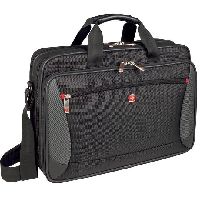 Front. Wenger - Wenger Mainframe Case - Triple Guss 15.6In Laptop Black - Black.