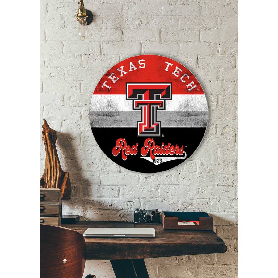 Jardine Texas Tech Raiders 20'' x 20'' Retro Logo Circle Sign Red ...