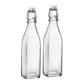 Bormioli Rocco - Swing Top Glass Bottle Set of 2, 17 oz Airtight Leakproof - Clear