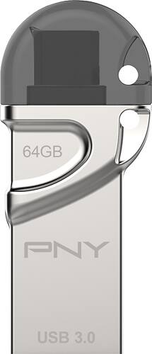 PNY - DUO-LINK 64GB OTG USB 3.0 Flash Drive - Larger Front