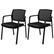 Front. Costway - Conference Mesh Stackable Office Guest Chair with Wheels (Set of 2) - Black.