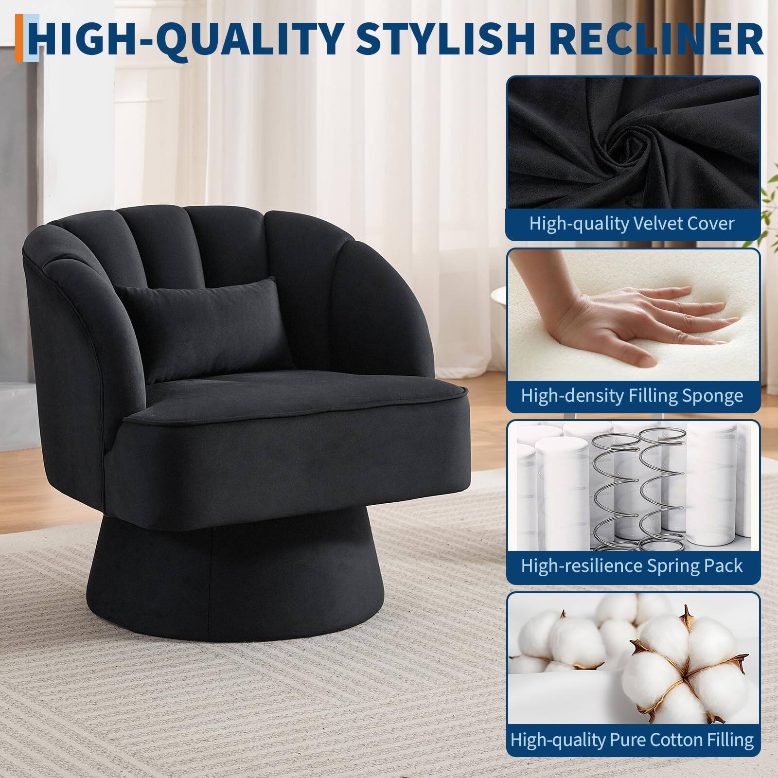 HIGH-QUALITY STYLISH RECLINER

- High-quality Velvet Cover
- High-density Filling Sponge
- High-resilience Spring Pack
- High-quality Pure Cotton Filling