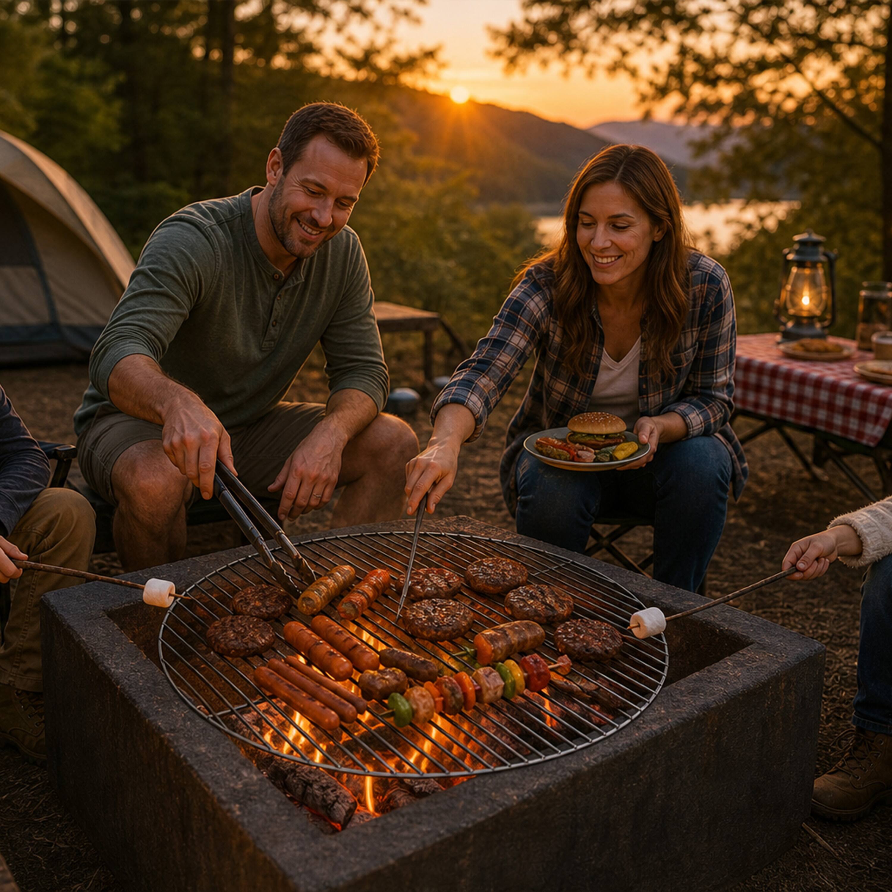 Alt View 10. Sunnydaze - Stainless Steel Foldable Round Fire Pit Cooking Grate - Silver.