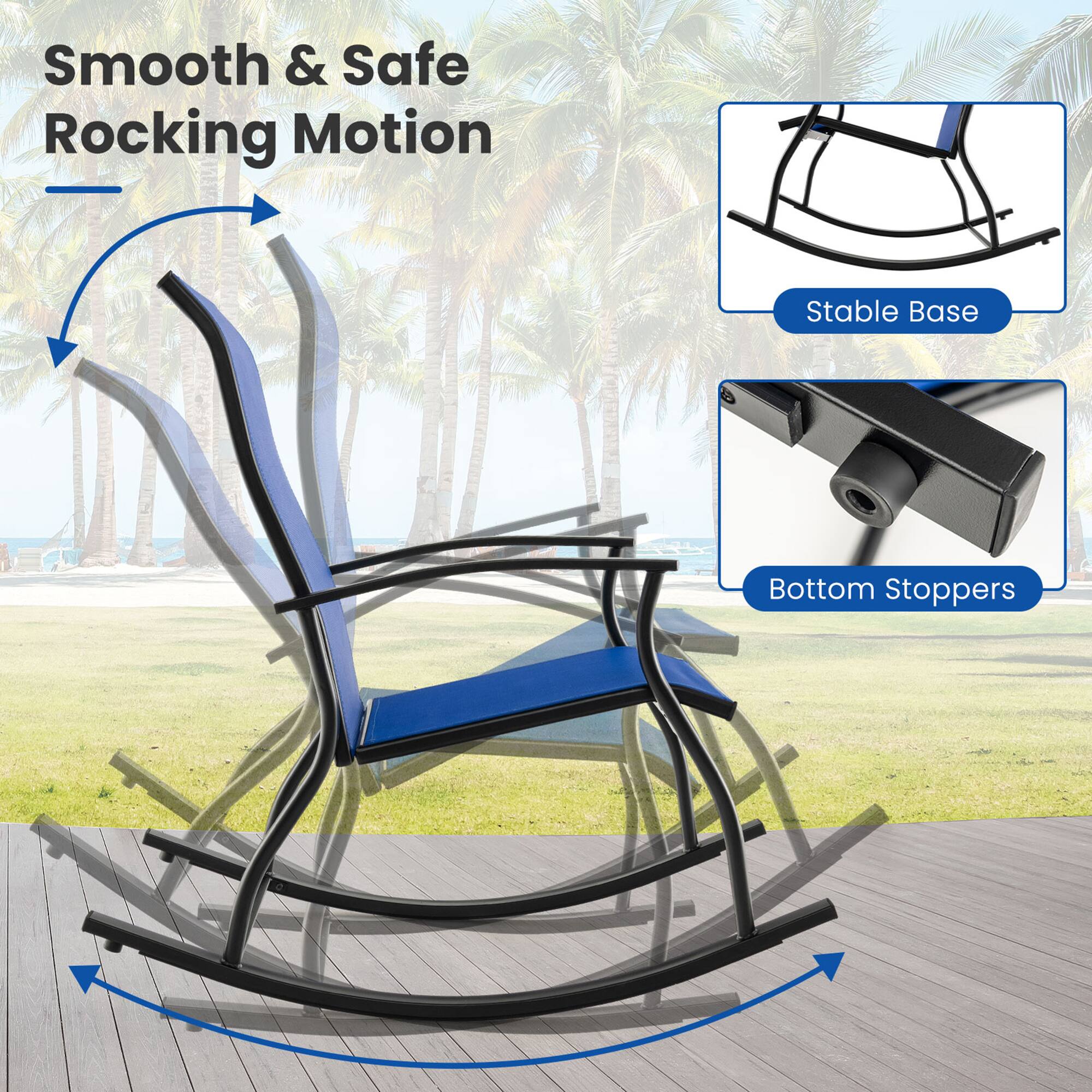 Smooth & Safe Rocking Motion

- Stable Base
- Bottom Stoppers