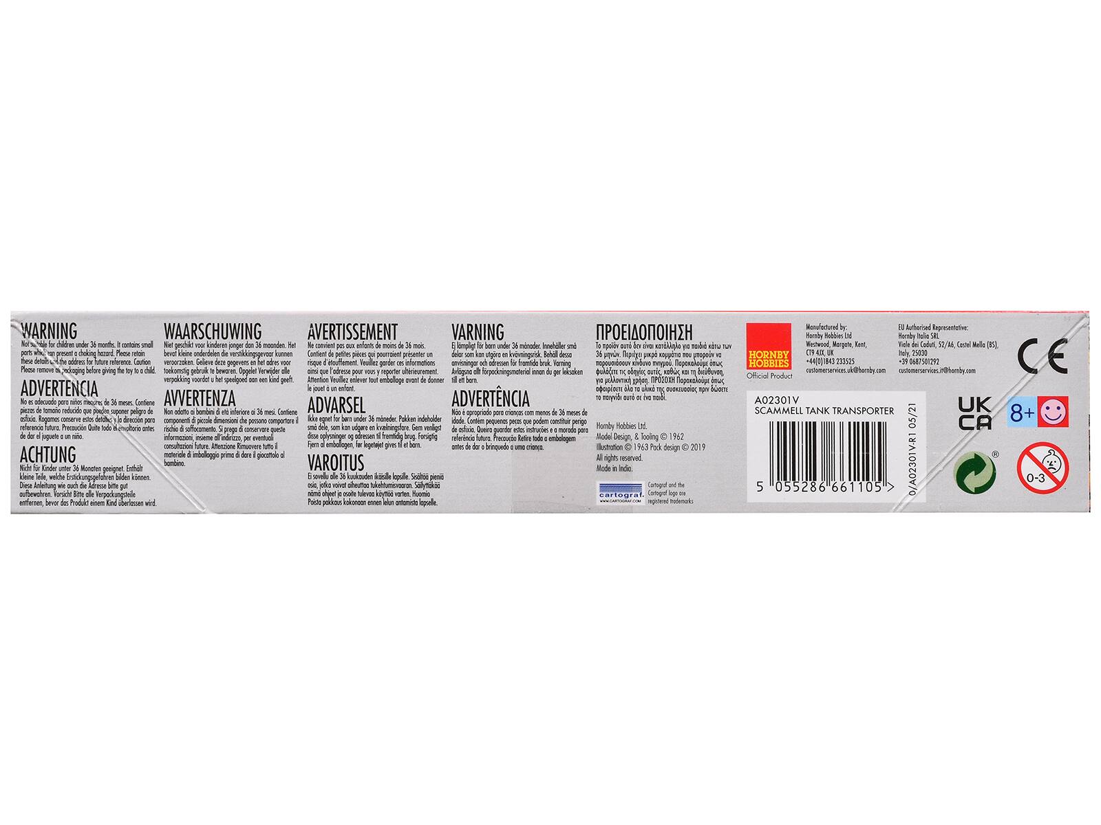 **WARNING**  
This toy is not suitable for children under 36 months. It contains small parts, a potential choking hazard. Please retain this label for future reference. Please remove the packaging before giving the toy to a child.

**WAARSCHUWING**  
Niet geschikt voor kinderen onder 36 maanden. Het bevat kleine delen die een smoorverstikkingsgevaar kunnen vormen. Verwijder het verpakking voorafgaand aan het geven van het speelgoed aan een kind.

**AVERTISSEMENT**  
Ce jouet n'est pas adapté aux enfants de moins de 36 mois. Il contient de petites pièces pouvant présenter un danger d'étouffement. Attention: ne pas laisser jouer à un enfant de moins de 3 ans.

**ADVERTENCIA**  
No es adecuado para niños menores de 36 meses. Contiene piezas pequeñas que pueden ser peligrosas para los niños. No dejar que los niños de menos de 3 años jueguen con él.

**AVERTENZA**  
Questo giocattolo non è adatto ai bambini sotto i