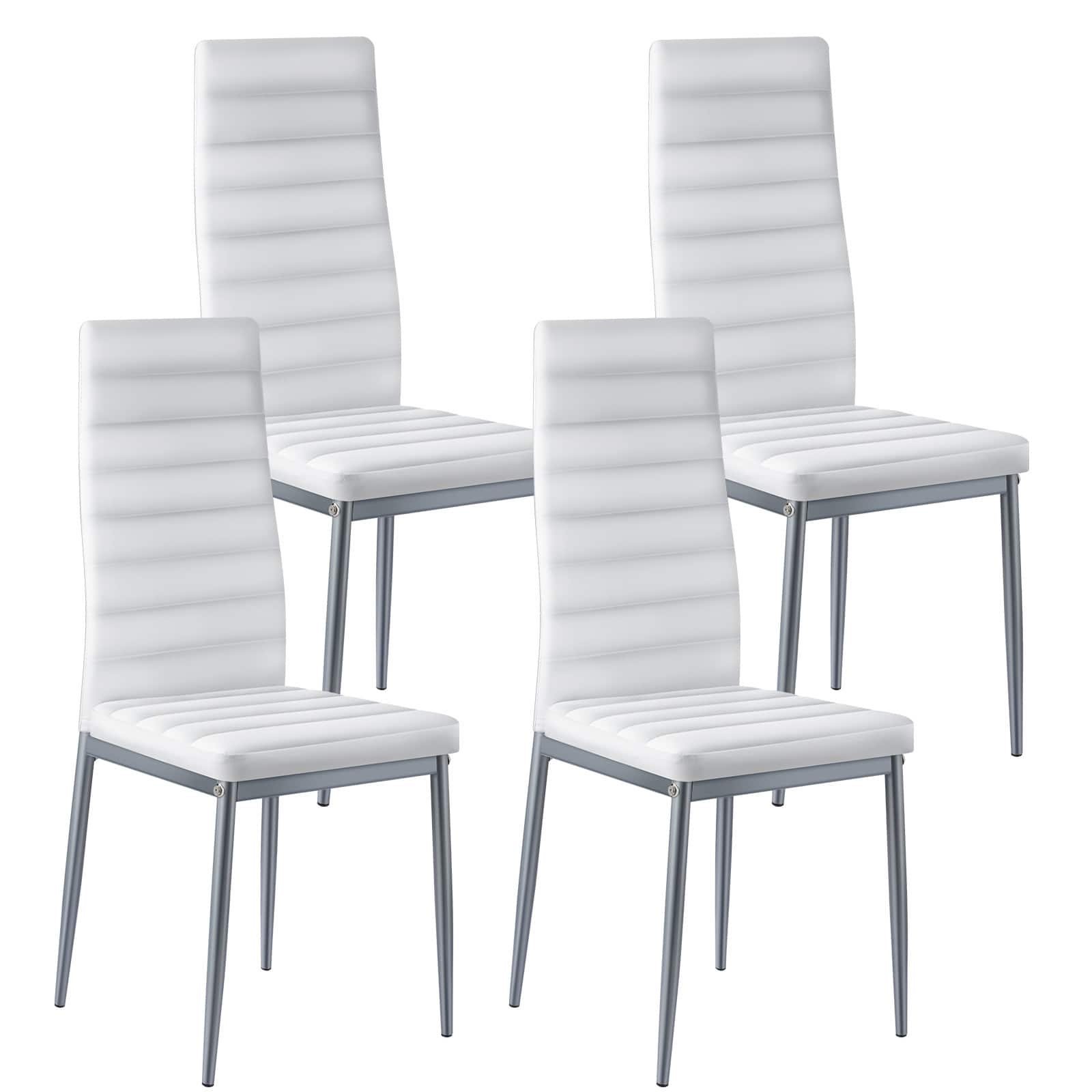VEVOR - Modern Dining Room Accent Chairs Set of 4, Upholstered Leather Side Chair for Dining Tables, Space-Saving Kitchen Table - White