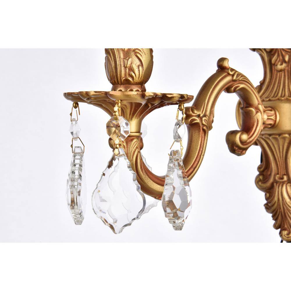 Alt View 1. Elegant Lighting - Monarch 1 light French Gold Wall Sconce Clear Royal Cut Crystal - French Gold.