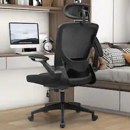 Brick Attic - Office Chair Ergonomic Desk Chair, Breathable Mesh Computer Chairs with Adjustable Lumbar Support and Flip-Up Arms - Black
