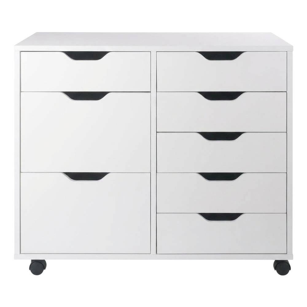Angle. FurniFact - Contemporary Storage Cabinet with Drawers for Home Office Organization - White.