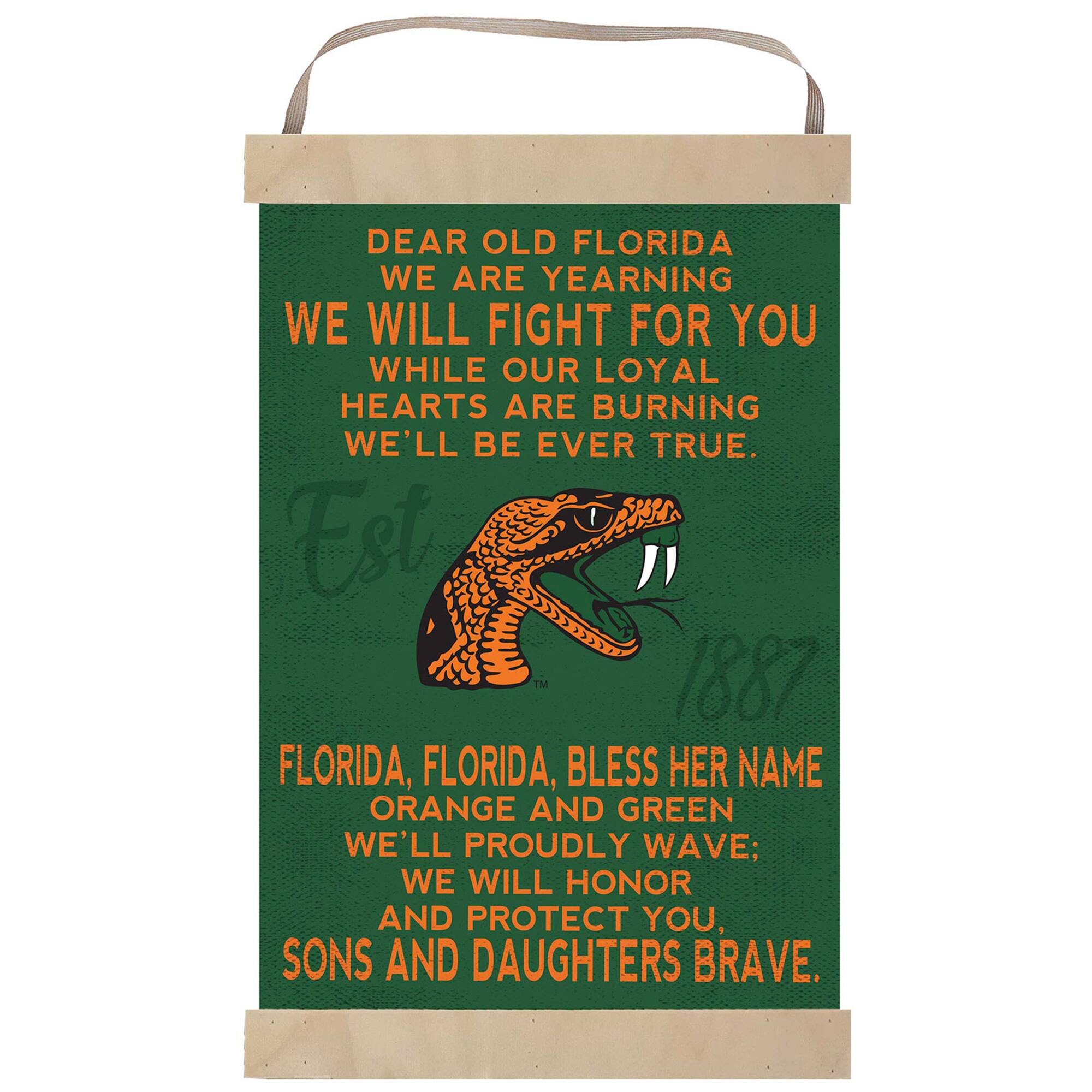 Florida A&M Rattlers Fight Song Banner Sign