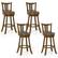 Front. Costway - Costway Set of 4 Bar Stools 30" Swivel Bar Chairs with PE Rattan Backrest & Footrest - Brown.