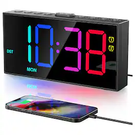 Dazzed Corner - Digital Alarm Clock,Loud Dual Alarms for Heavy Sleepers, USB Charging - Black
