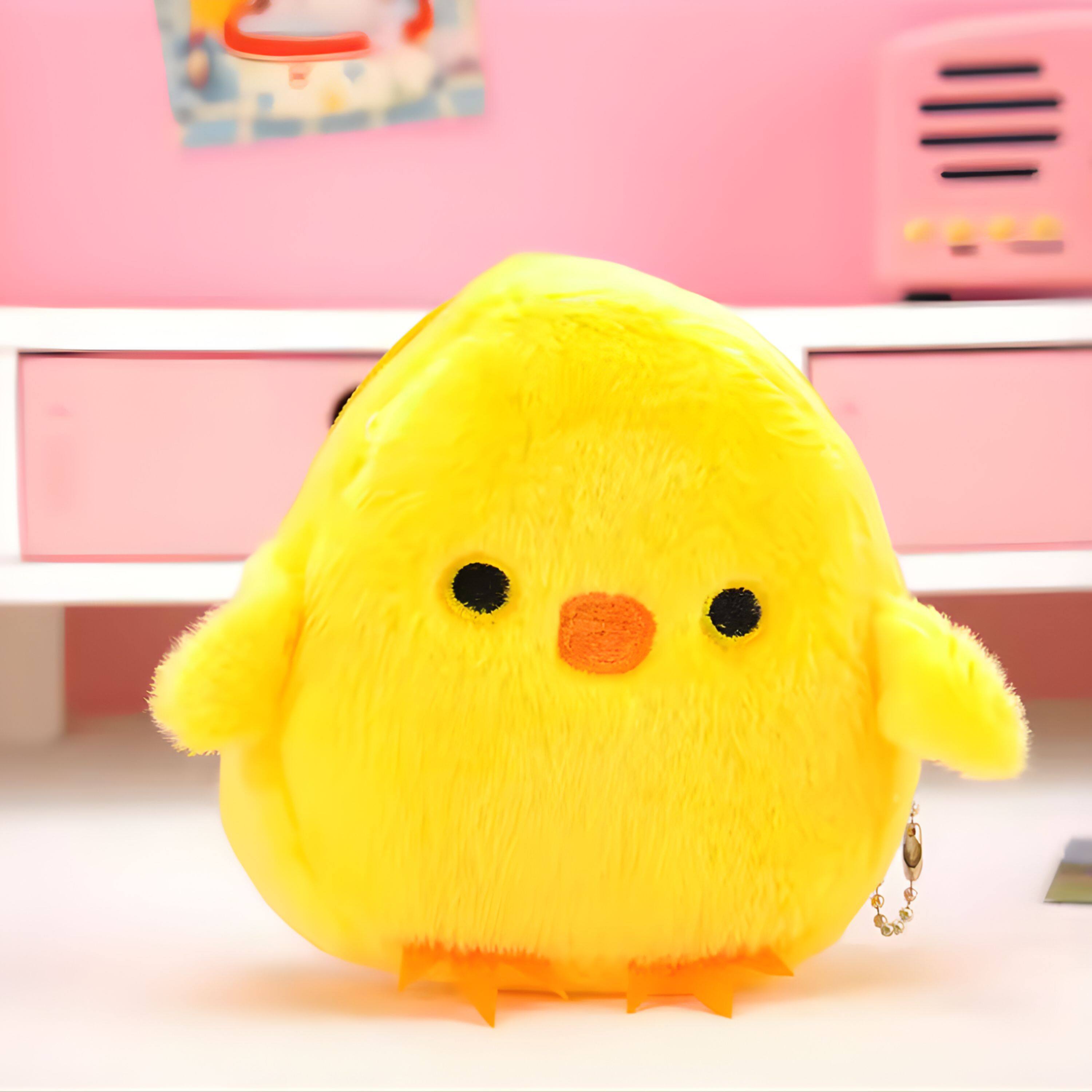Angle. Kitcheniva - Baby Chicken Coin Pouch - Small Coin Wallet - Yellow.