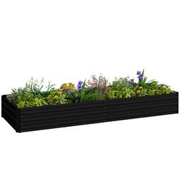 Outsunny - x 36" x 12" Galvanized Raised Garden Bed, Easy DIY and Cleaning for Growing Flowers, Herbs - Black