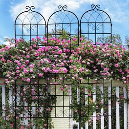 Loheer - 4 Pack Metal Garden Trellis for Climbing Plants Outdoor Flower Support - Black
