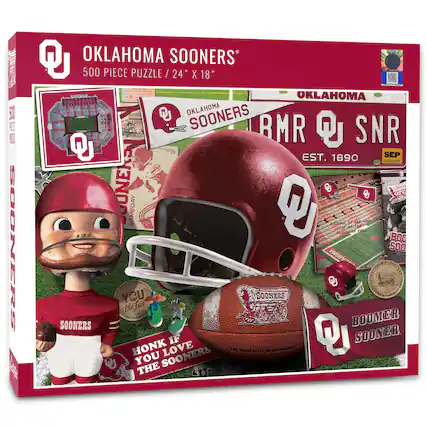 OKLAHOMA SOONERS
500 PIECE PUZZLE / 24" X 18"
OKLAHOMA SOONERS
RMR Q SNR
EST. 1890
SEP
228010589
OKLAHOMA SOONERS
GAMEDAY
YOU THE FAN
HONK IF YOU LOVE THE SOONERS
BOOMER SOONER
WELCOME TO THE HUSSEY
MEMBERSHIP TENT
BOOM SOONER
THE UNIVERSITY OF OKLAHOMA