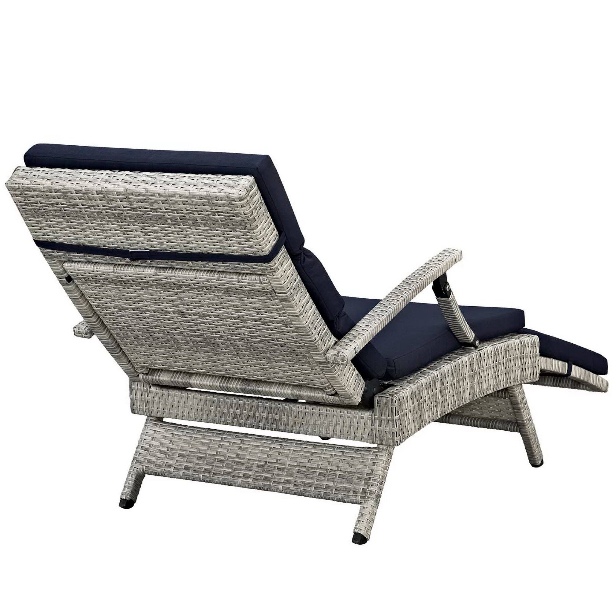 Alt View 4. Modway - Envisage Chaise Outdoor Patio Wicker Rattan Lounge Chair by Modway - Light Gray Navy.