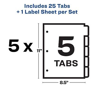 Includes 25 Tabs + 1 Label Sheet per Set

5 x 11" 5 TABS 8.5"