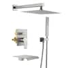 Front. Boyel Living - Brushed Nickel 10-Inch Rain Shower System Brass SUS304 3-Function Valve Waterfall Spout cUPC - Brushed Nickel.