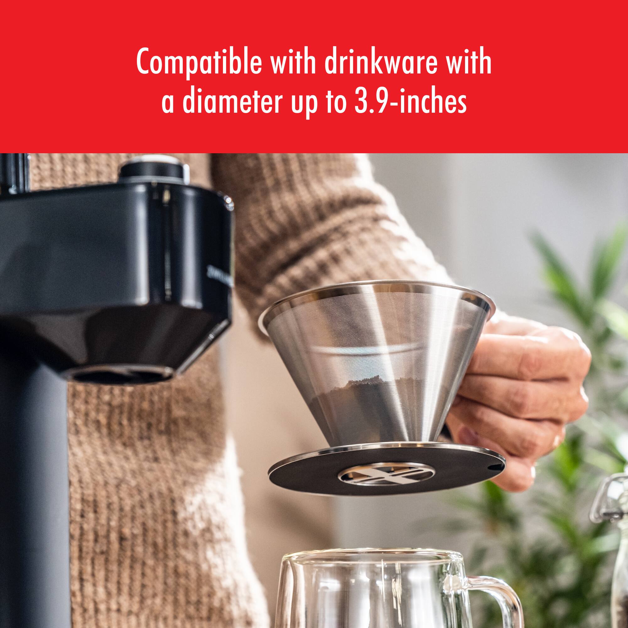 Compatible with drinkware with a diameter up to 3.9-inches