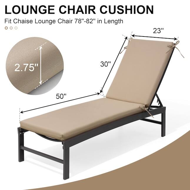 LOUNGE CHAIR CUSHION  
Fit Chaise Lounge Chair 78"-82" in Length  
2.75"  
30"  
50"  
23"