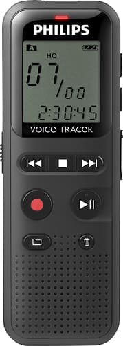 Philips - Voice Tracer Audio Recorder - Black - Larger Front