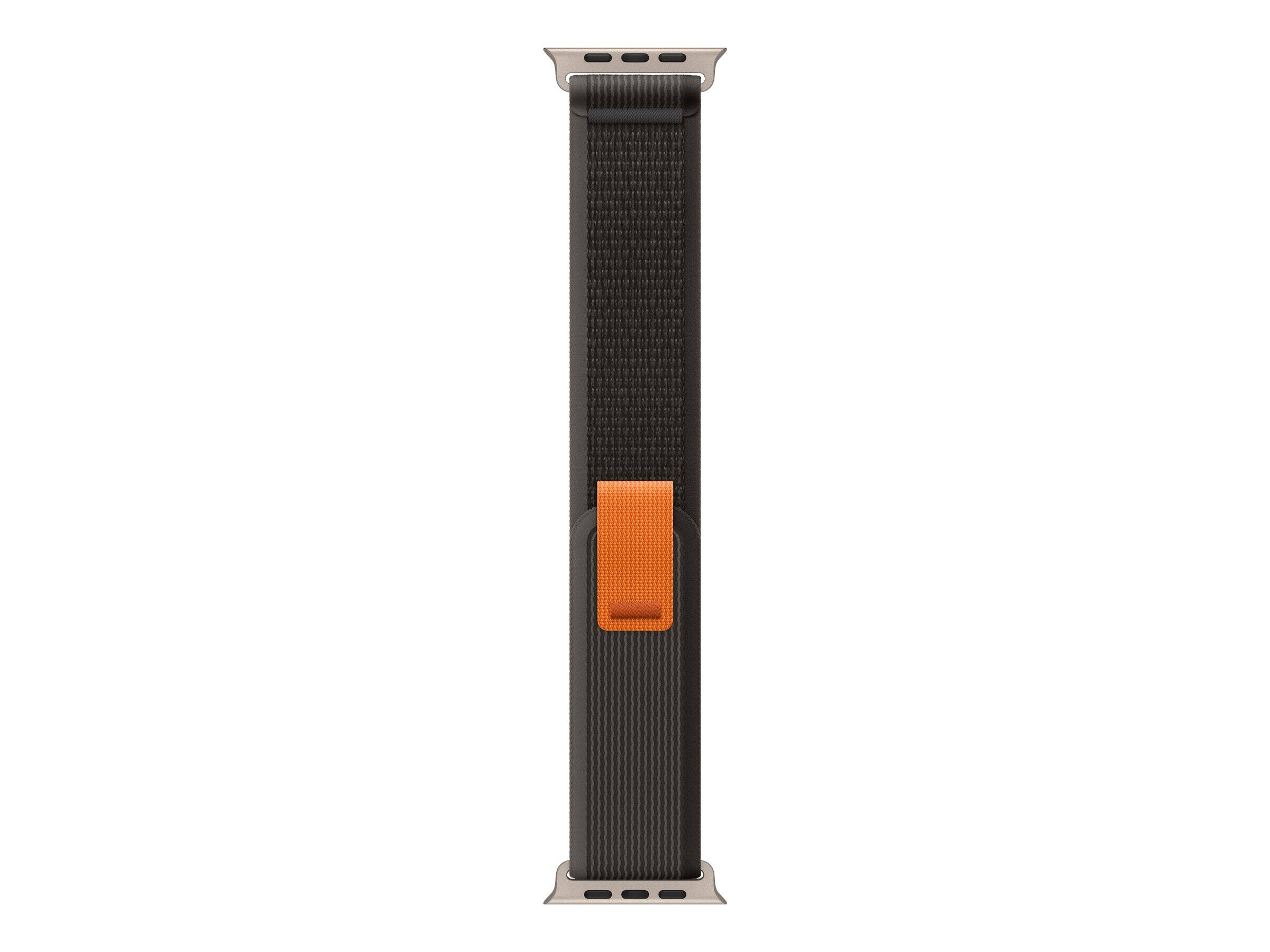 Front. Apple - Apple Watch Band - Trail Loop (49mm) - Black/Gray with Rugged Titanium Finish - S/M - Gray.