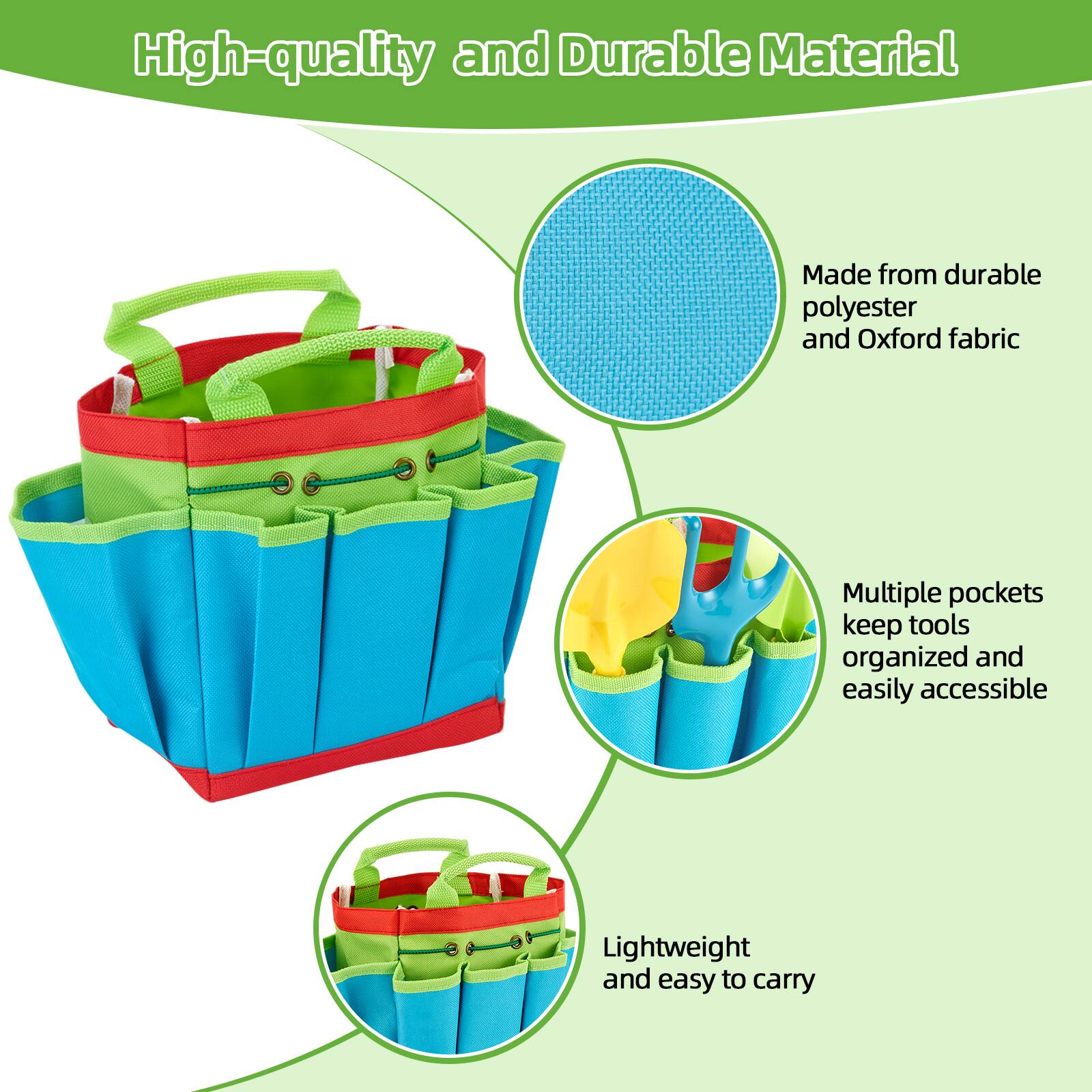 High-quality and Durable Material
Made from durable polyester and Oxford fabric
Multiple pockets keep tools organized and easily accessible
Lightweight and easy to carry