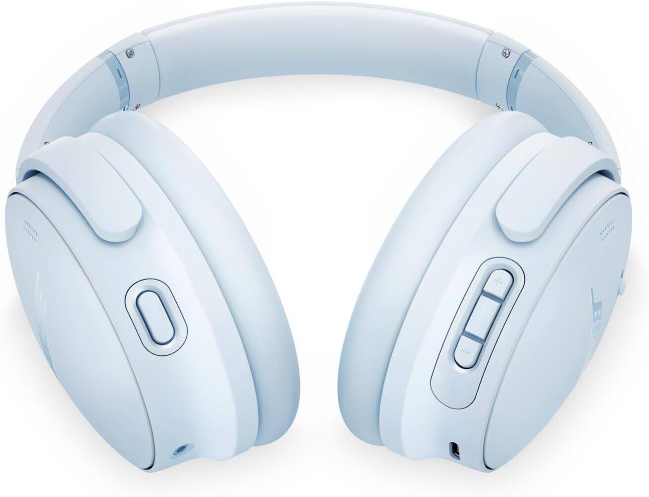 Left. Bose - Bose QuietComfort Headphones Bundle with Fast Charger - Wireless Bluetooth Over-Ear Noise Cancelling (Ice Blue) - Ice Blue.