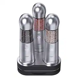 Cospro - Electric Salt and Pepper 3 Grinder Set - Stainless Steel