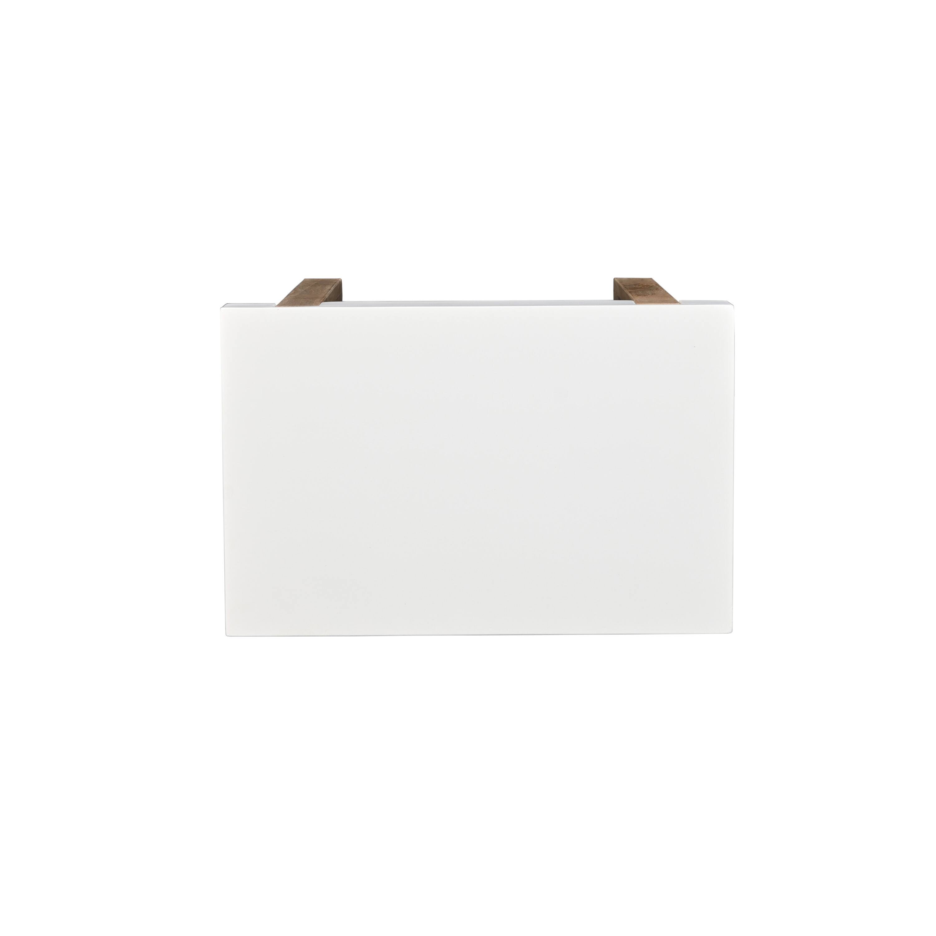 Alt View 4. Manhattan Lane - 20 Inch Rectangular End Side Table, Mango Wood, Sled Base, Glossy White - White and Brown.