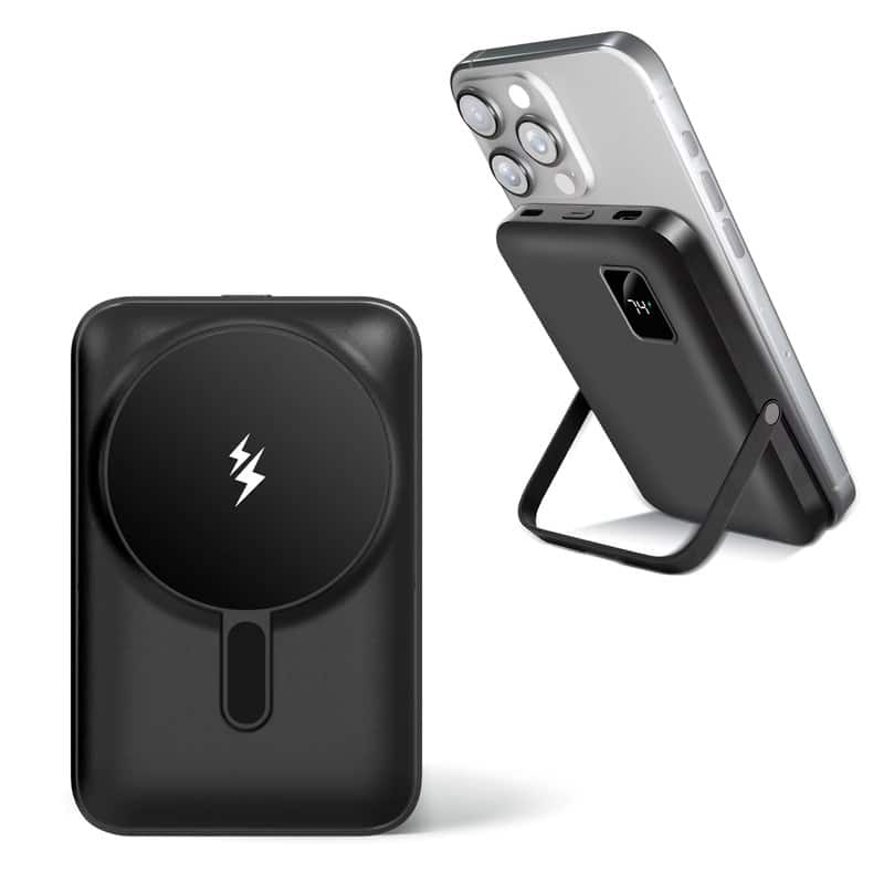 Luckbyte - 10000mAh Magnetic Wireless Power Bank - 20W PD Fast Charging Portable Battery Pack with Foldable Stand for iPhone