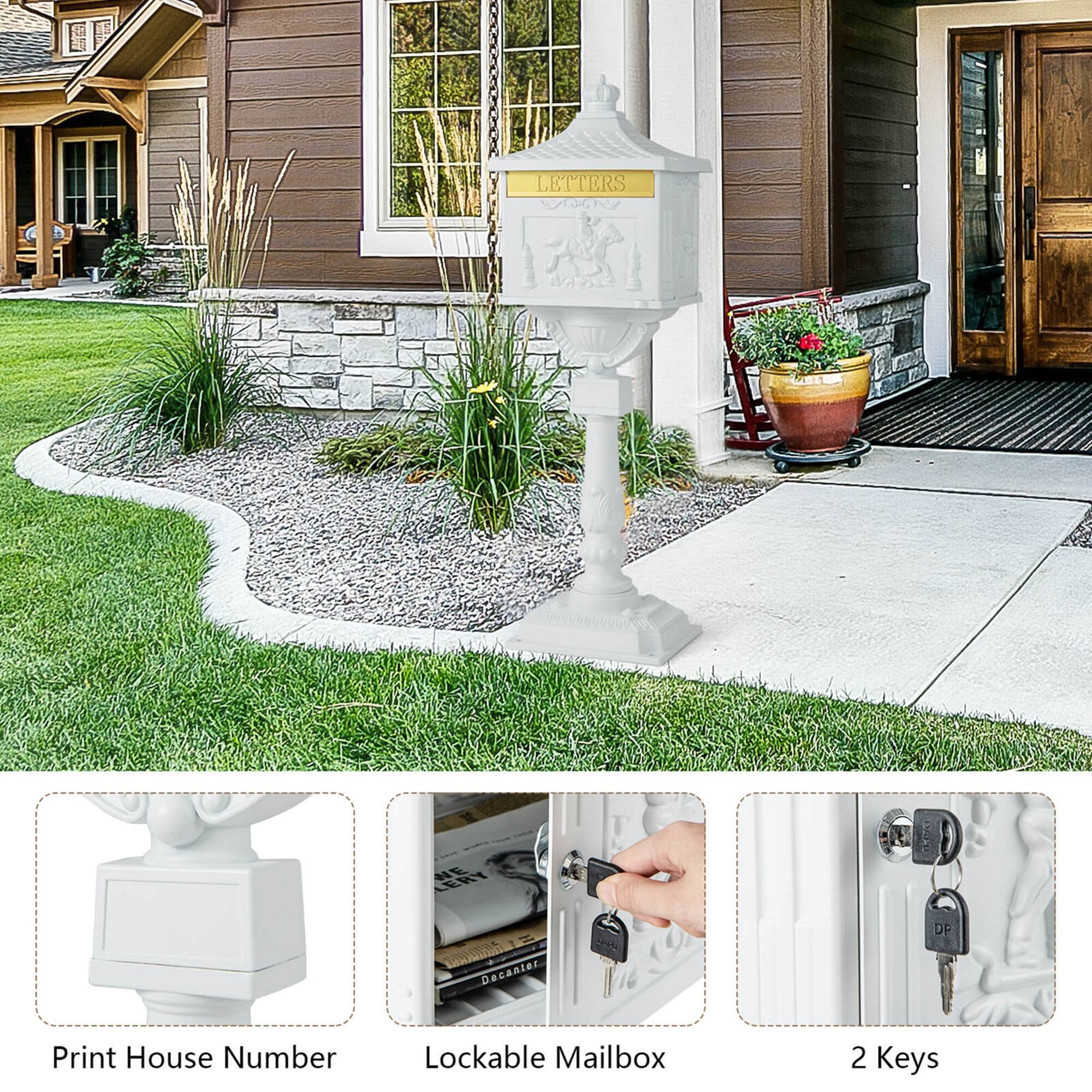 LETTERS  
LERY E DP Decanter Print House Number Lockable Mailbox 2 Keys