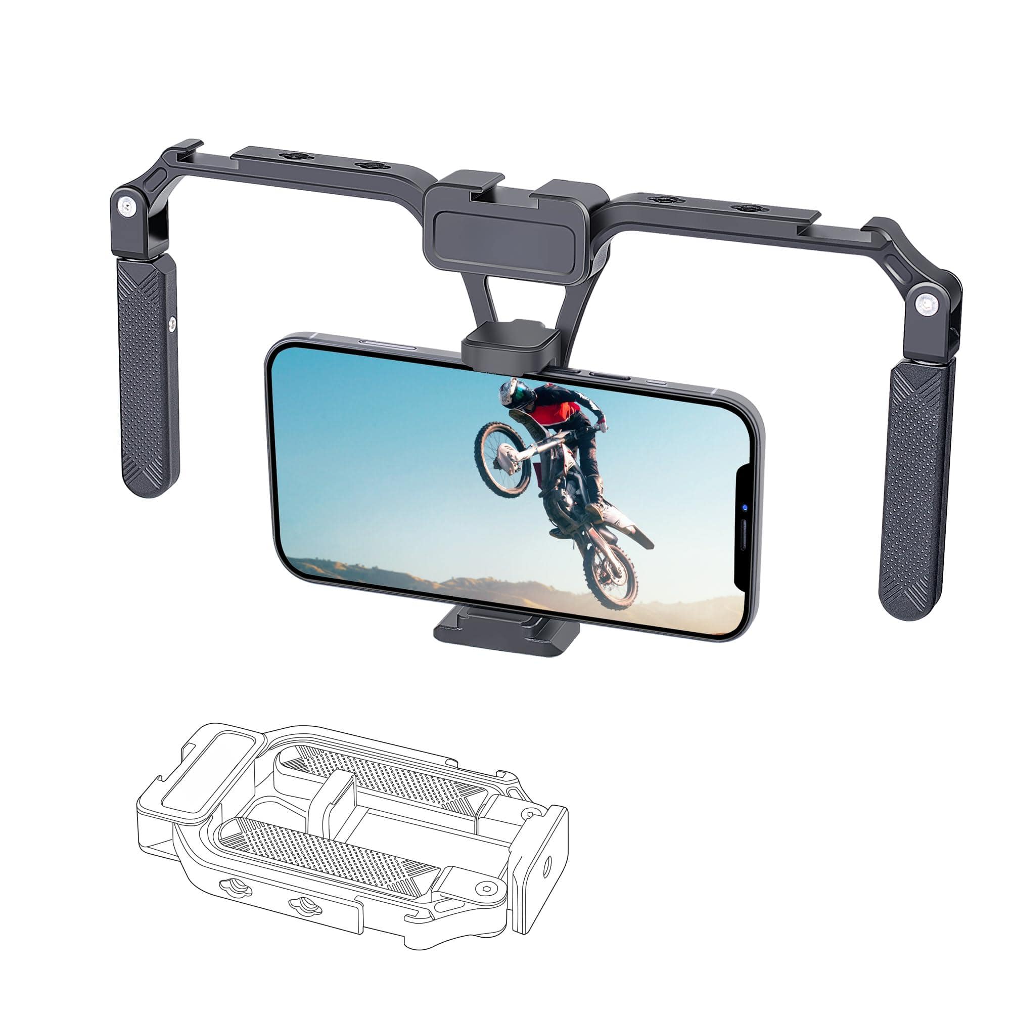COTTAGE - Aluminum Smartphone Stabilizer Grip Foldable Cellphone Video Rig Filmmaking Vlogging Case Phone Tripod Moun - 3.Foldable Version