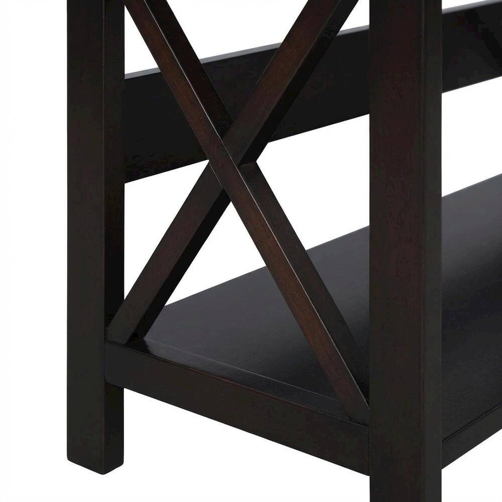 Alt View 3. FurniFact - Wooden 5-Tier Bookcase with Drawer for versatile storage and organization - Black.