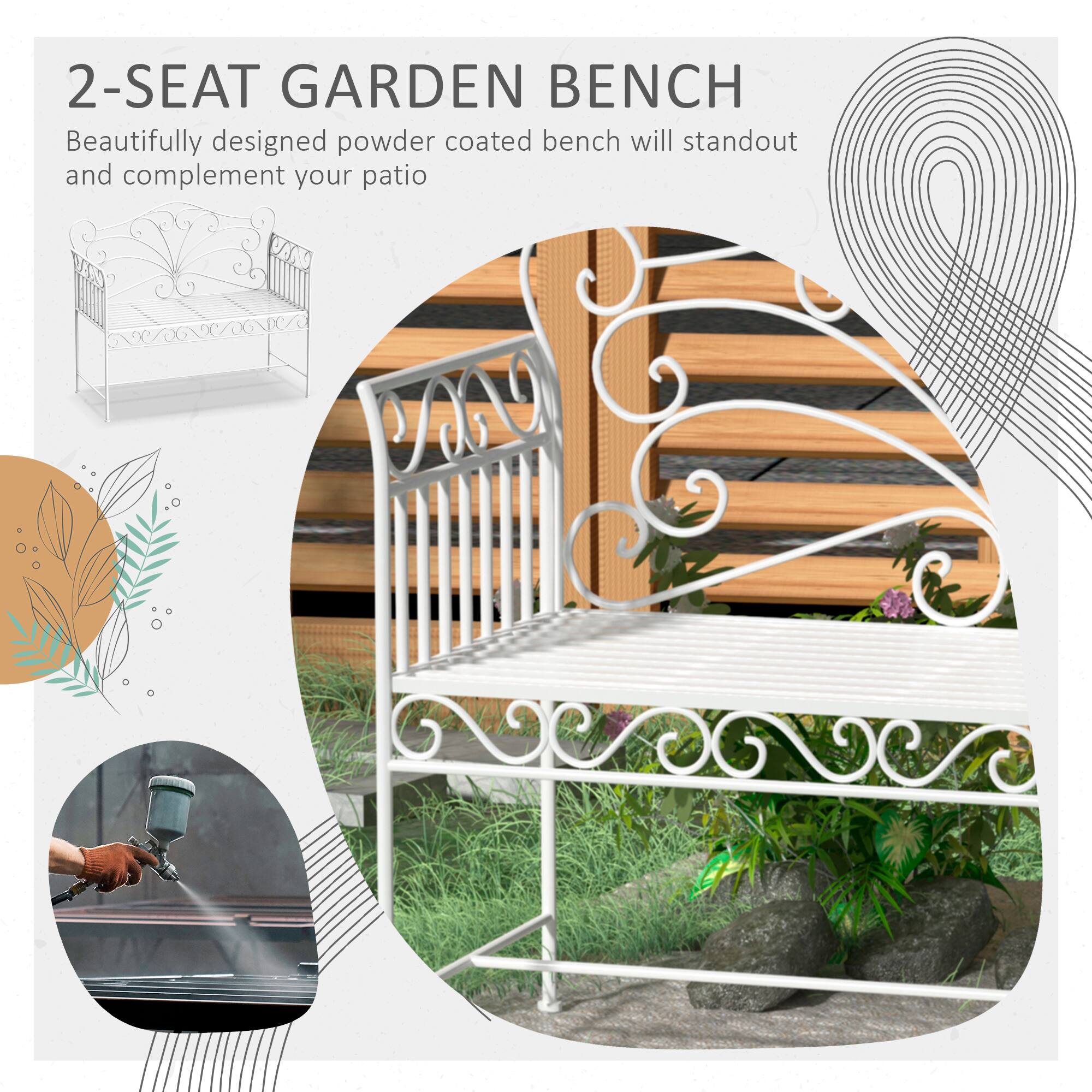 2-SEAT GARDEN BENCH
Beautifully designed powder coated bench will standout and complement your patio