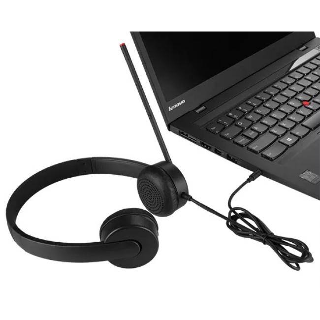 Alt View 3. Lenovo - Lenovo Essential Stereo Analog Headset - Wired Headset - 3.9 ft cable length - Comfort fit ear piece - Adjustable Headba - Unknown.