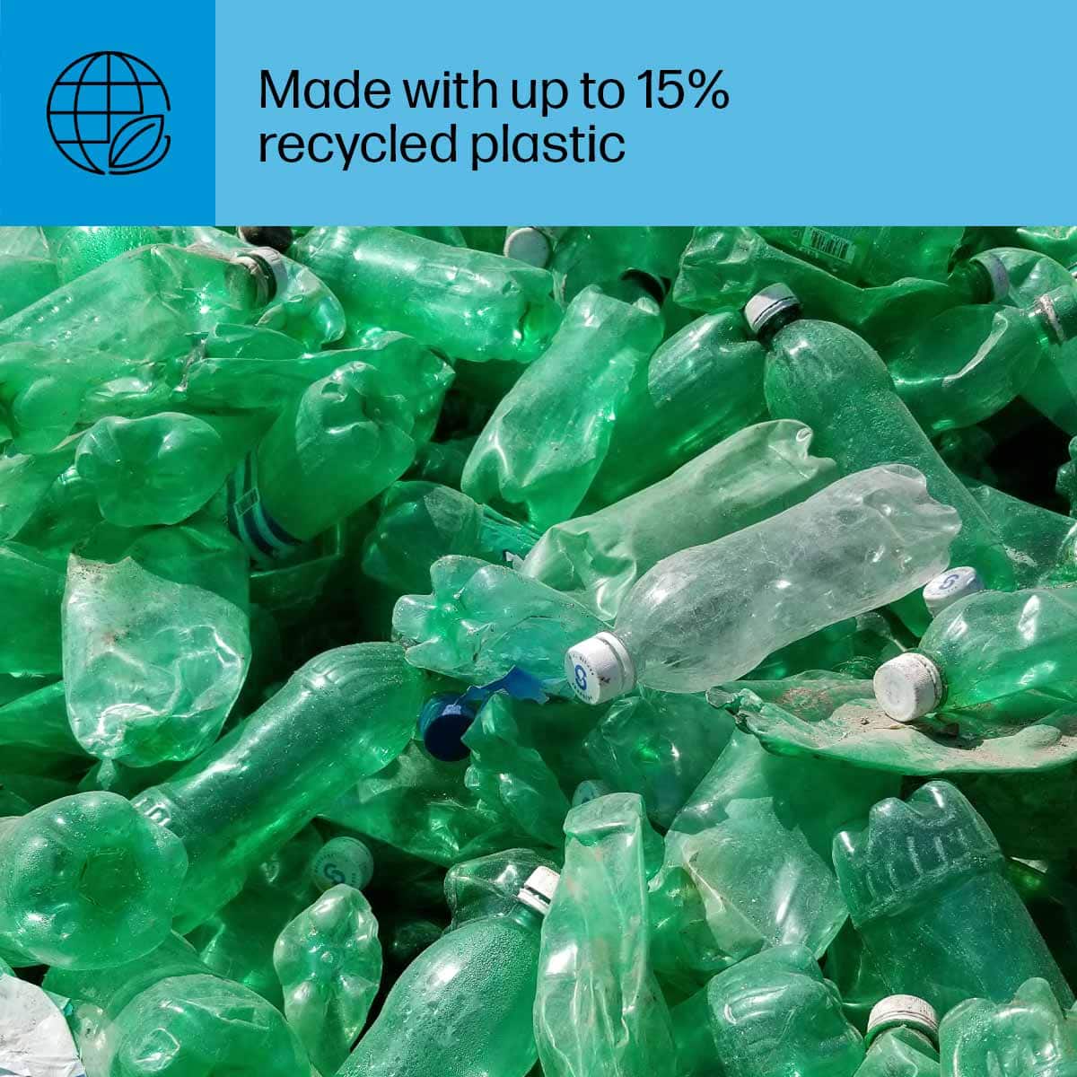 Made with up to 15% recycled plastic.