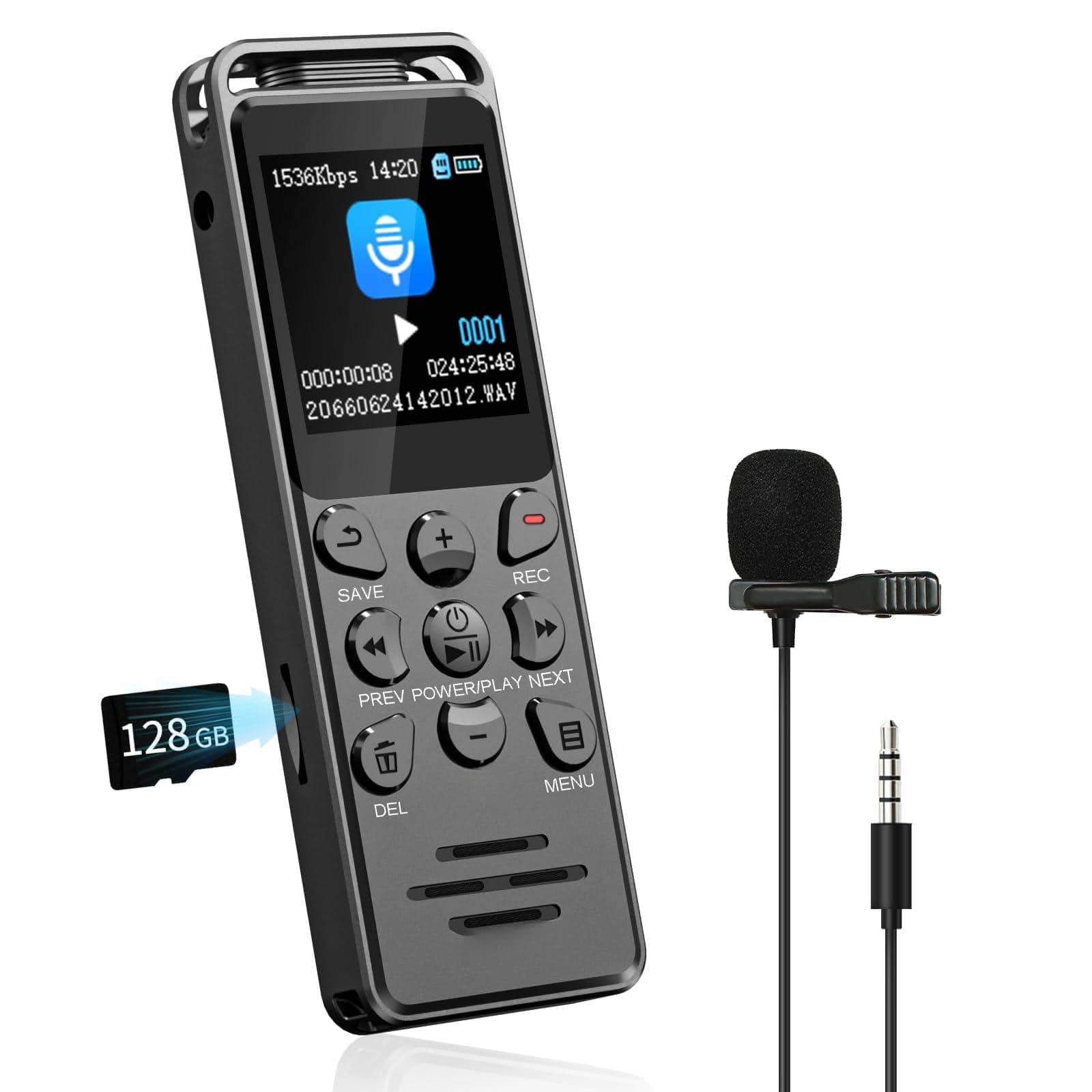 Dazzling Pops - Digital Voice Recorder With Playback 1536kbps Audio For Interviews Meetings Activated Recording Device Noise - Default